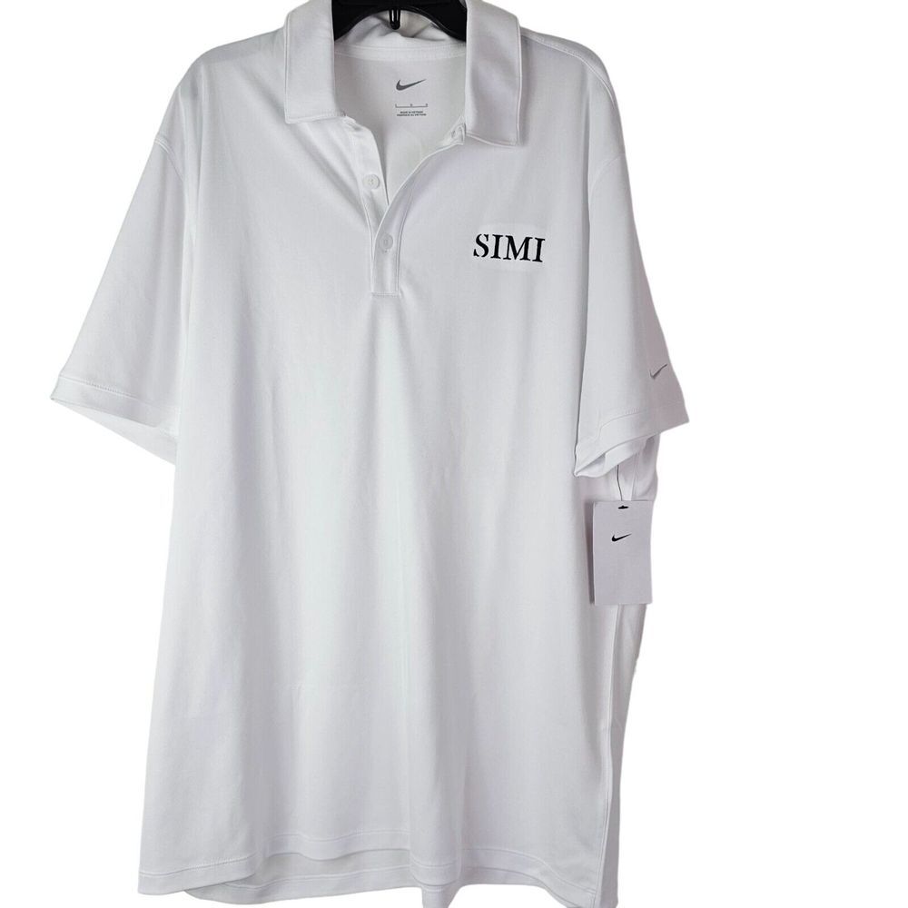 Nike Mens Size L White Simi Winery Embroidered Short Sleeve Polo Shirt